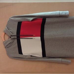 Women's Tommy Hilfiger Gray and Red Colorblock Hoodie Dress NWT Size L
